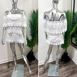 Intrigue off shoulder crochet tunic/mini dress S